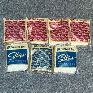 Vintage Silkies Control Top Pantyhose Beige White Variety Lot‎ of 7 NOS- Medium